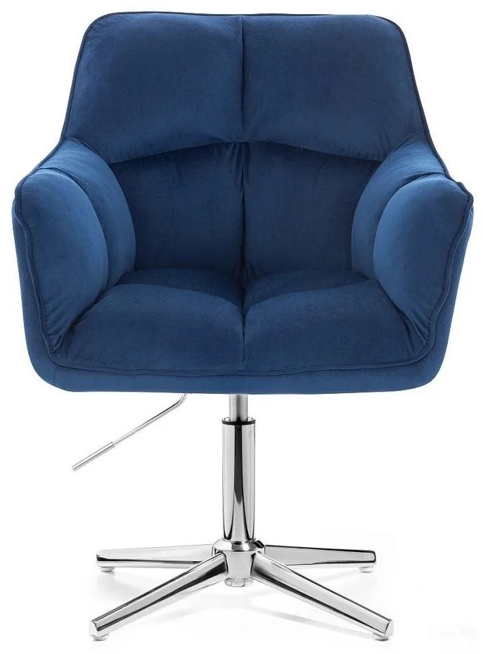 LuxuryForm DESIGN Kreslo AMALFI VELUR na striebornom kríži - modré