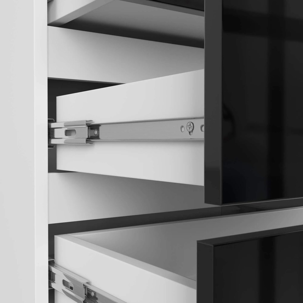 Komoda CL3 60 cm biela/čierna lesk