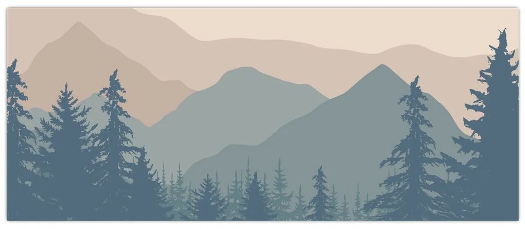 Obraz - Tyrkysové hory N⁰2 (120x50 cm)