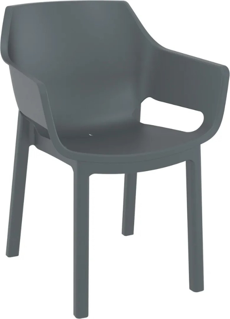 DORA záhradná stolička s podrúčkami dark grey