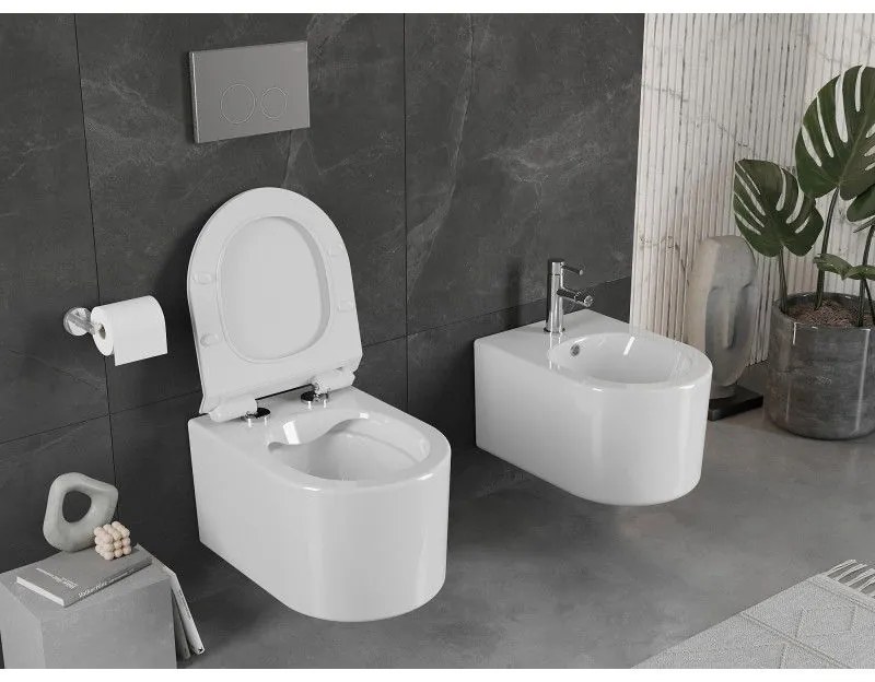 Mexen Sofia Rimless závesná wc misa so sedátkom s pomalým zatváraním, biela - 30540100