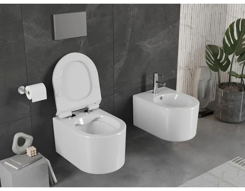 Mexen Sofia Rimless závesná wc misa so sedátkom s pomalým zatváraním, biela - 30540100