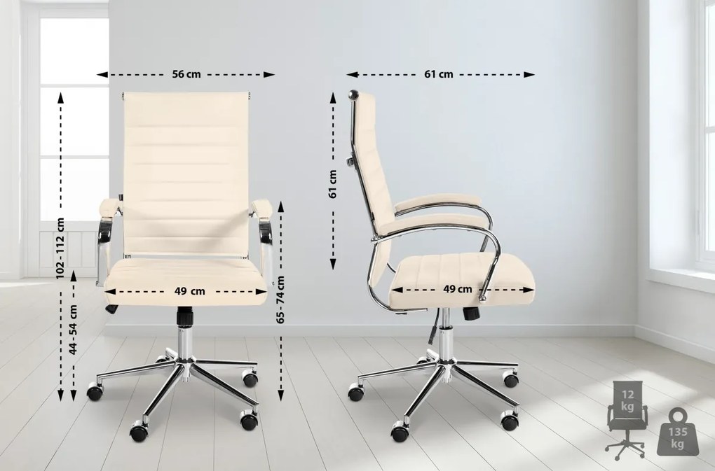 Design-Shop Kancelárska stolička Mollis - koža - Krémová