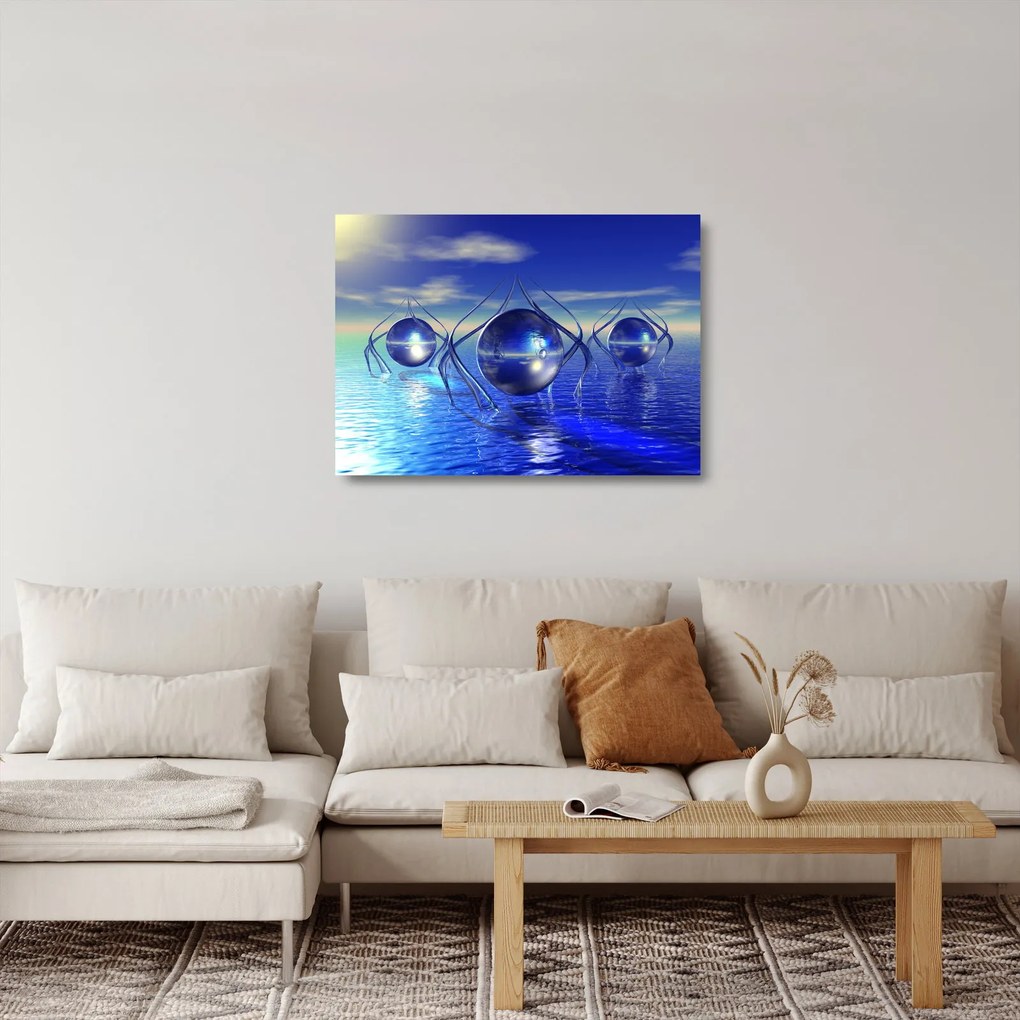 Sklenený obraz abstrakcie - voda (70x50 cm)