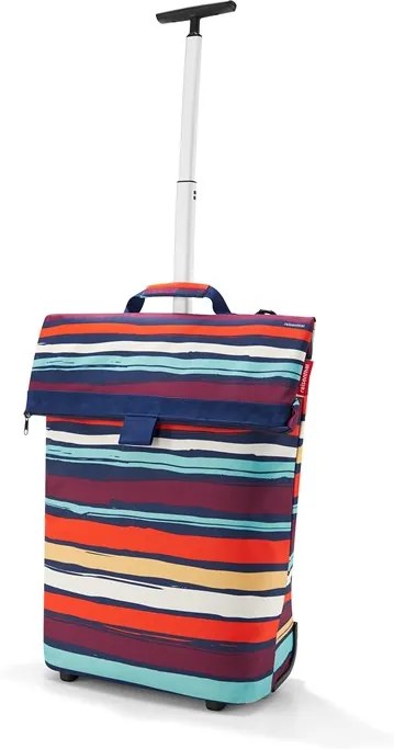 Taška na kolieskach TROLLEY M artist stripes z polyesteru a hliníku 43x53x19 cm s farebnými pruhmi, Reisenthel