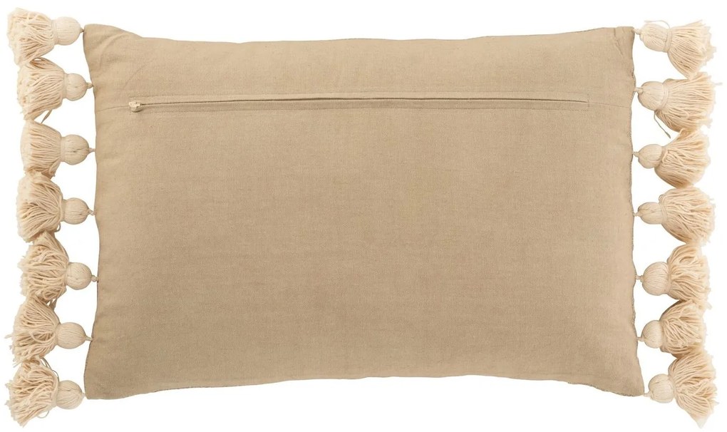 Taupe vankúš so strapcami a výplňou Pompom - 50*35cm