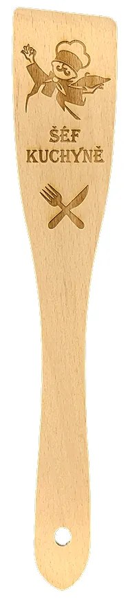 AMADEA Drevená obracačka buk text "šéf kuchyne", masívne drevo, dĺžka 30 cm, český výrobok