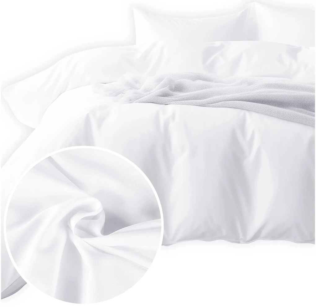 SATÉNOVÉ OBLIEČKY SATYNLOVE CLASSIC 200X220 CM, 2KS 70X80 CM BIELE