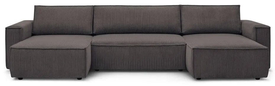 Taupe menčestrová rozkladacia rohová pohovka (do tvaru "U") Nihad – Bobochic Paris