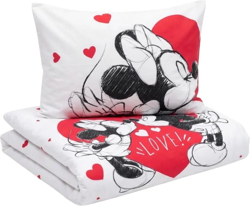 Detské bavlnené obliečky MICKEY & MINNIE LOVE biele Rozmer obliečky: 70 x 90 cm | 140 x 200 cm