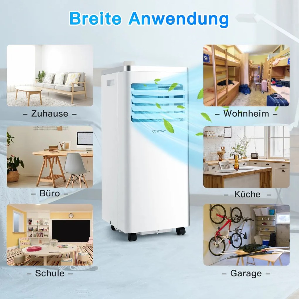 4 v 1 mobilná klimatizácia Chladenie&Ventilácia&Vysúšanie Klimatizácia s výfukovou hadicou 7000BTU biela