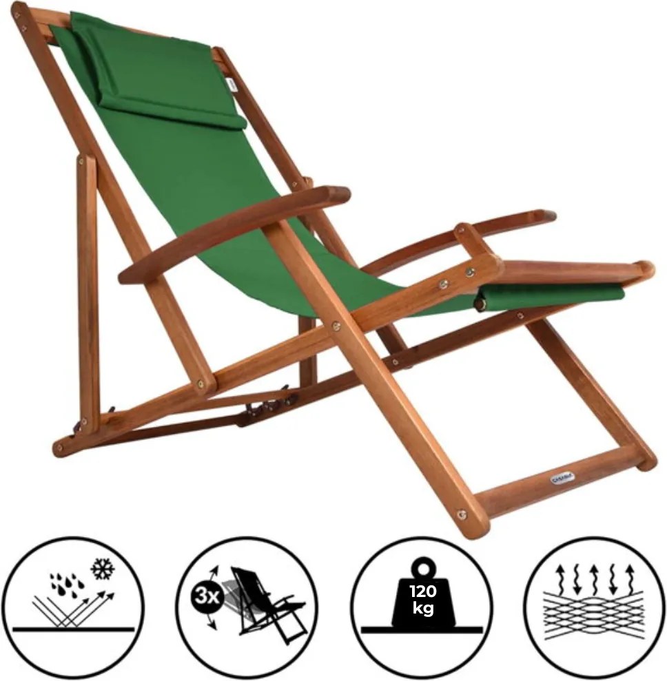 Záhradné lehátko SIENA, 65x87x102cm, zelená Casaria