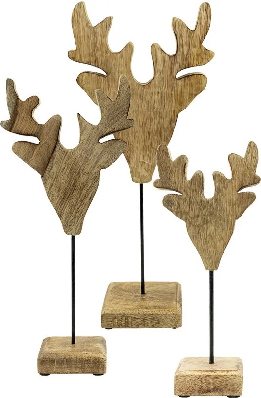 Dekorácia hlava jeleňa z mangového dreva na podstavci Deer - 41*18*10cm