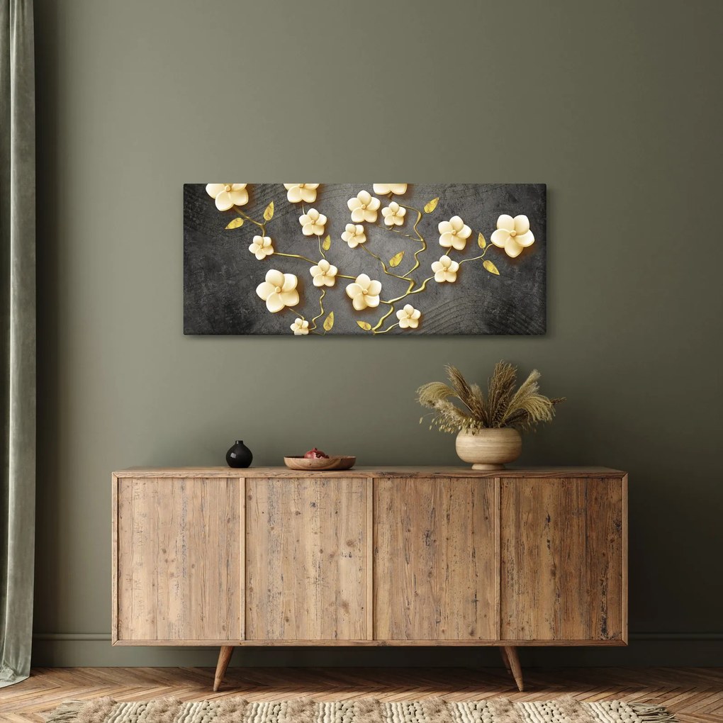 Obraz - Zlatý ker v čiernom pozadí (120x50 cm)