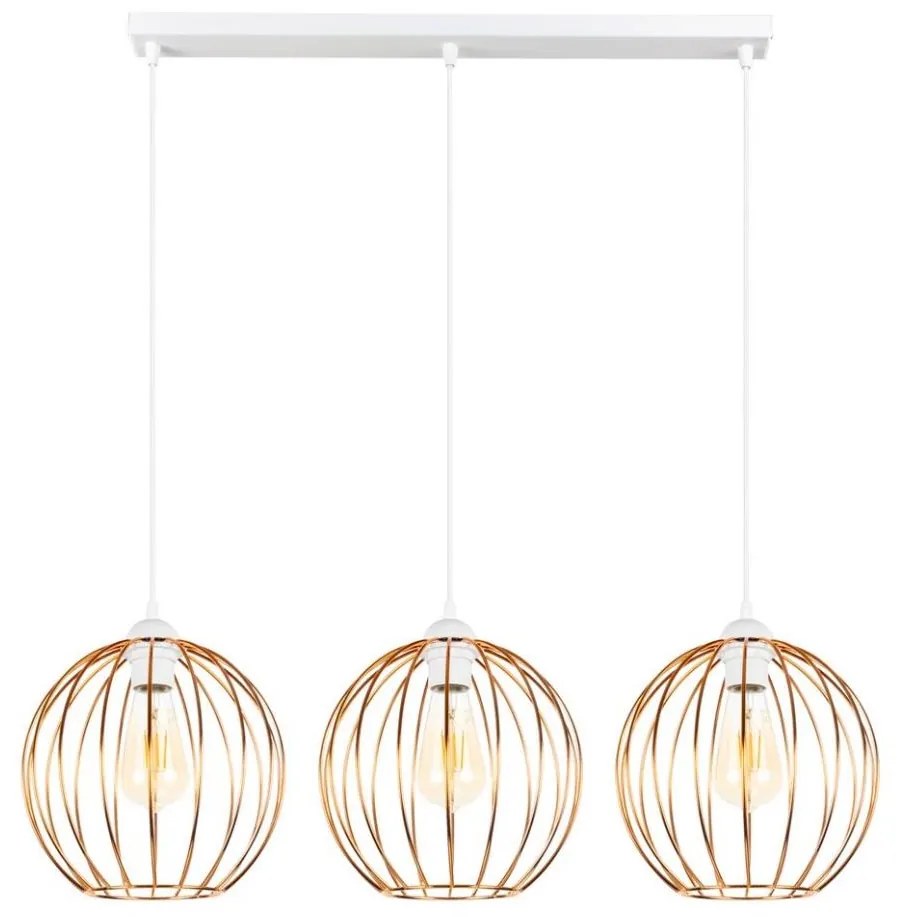 Luster na lanku MATT 3xE27/60W/230V biela/medená