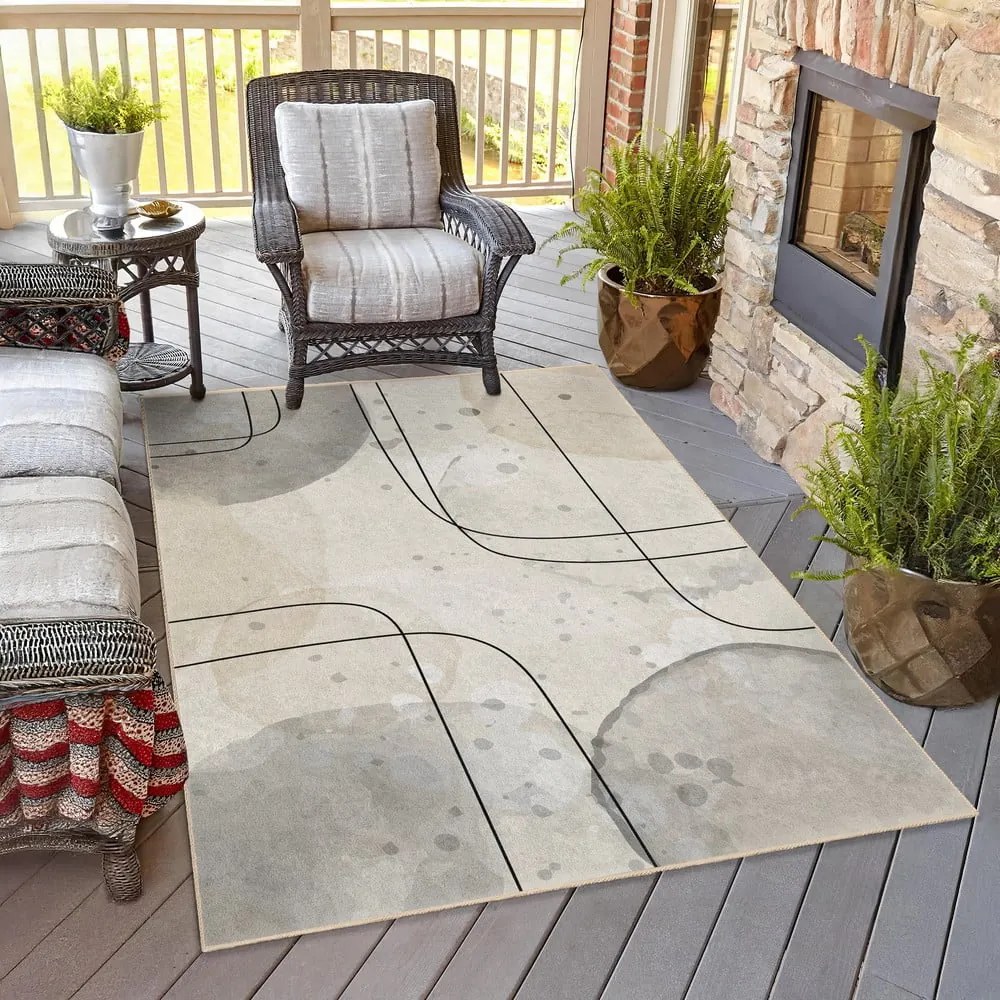 Sivo-krémový prateľný koberec 80x150 cm Simple Lines – Mila Home