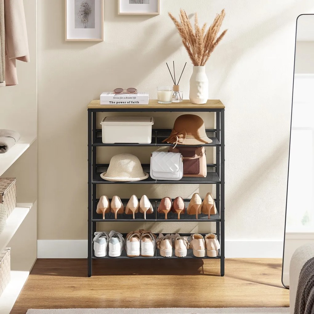 Botník TAYLOR ARTISAN s čiernou konštrukciou, 4 police