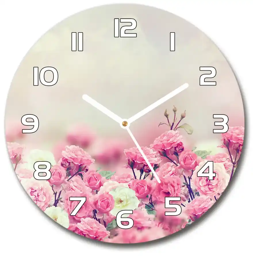Sklenené hodiny okrúhle Kvety divokej ruže pl_zso_30_f_84071229 | Biano