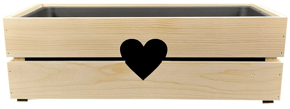 AMADEA Drevený obal na kvetináč so srdcom, 52x21,5x17cm Český výrobok