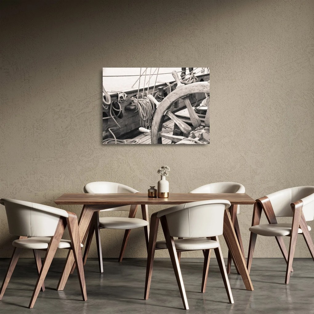 Sklenený obraz - Kormidlo plachetnice (70x50 cm)