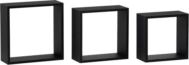 Set troch nástenných políc čierne P-008 BK (3 ks)