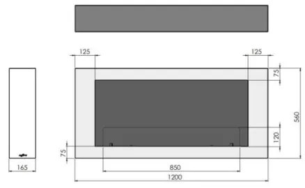 InFire - Nástenný BIO krb 120x56 cm 3kW biela