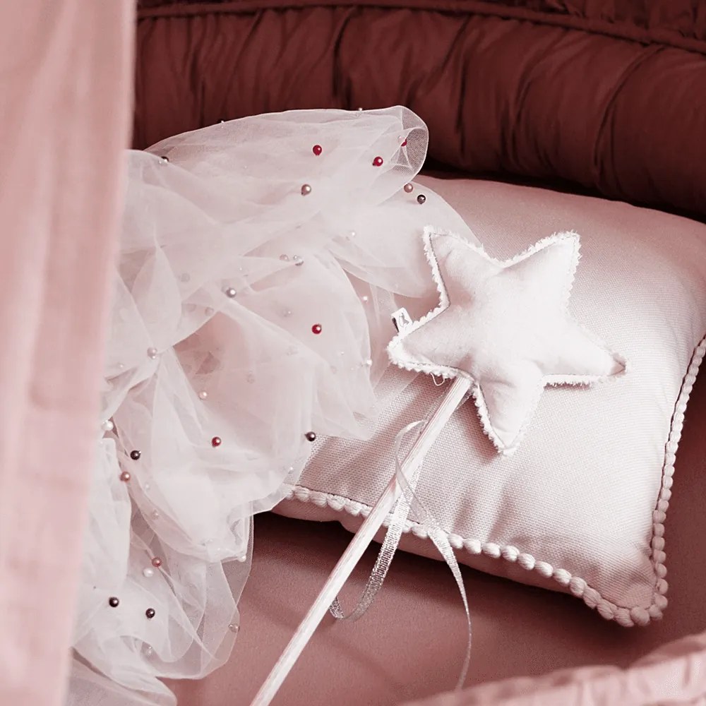 Boho vankúš s bublinkami púdrovo ružový 44x44 cm