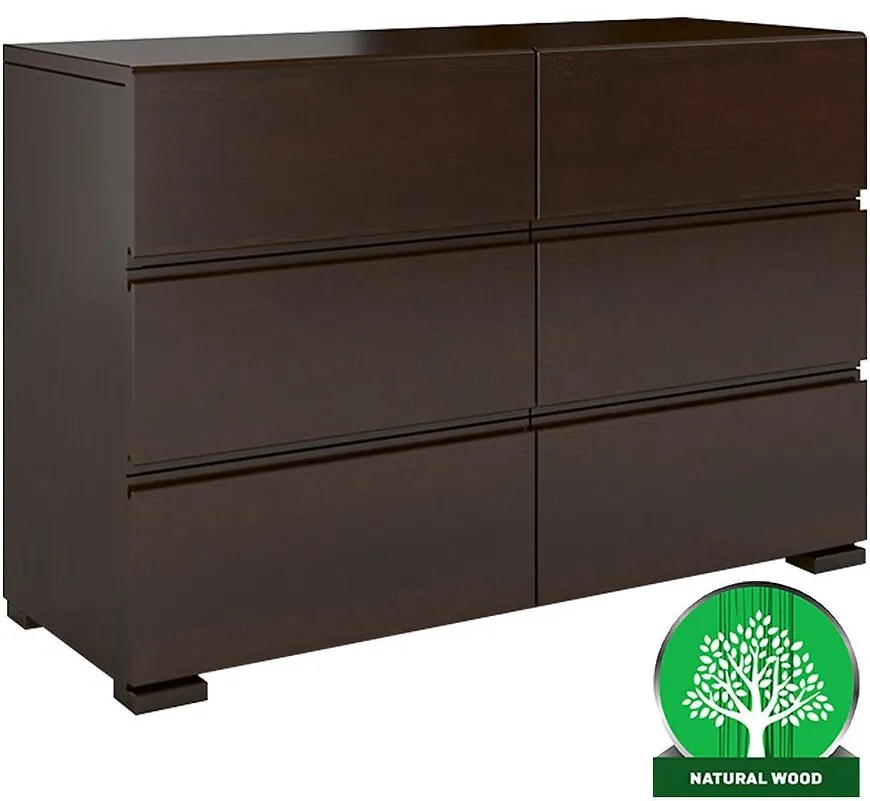 Komoda drevená  borovica 6s Skandica Vestre Palisander