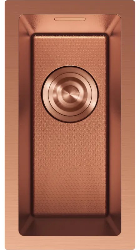Mexen Trixo, 1-komorový nerezový drez 230 x 440 mm, brúsená meď, vzor voština, 6411221000-65HC