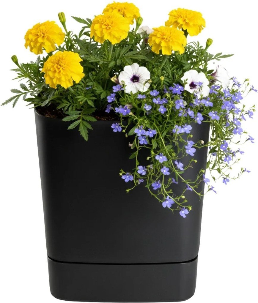 PLASTOVÝ KVETINÁČ CUBI 30X33 CM ČIERNA