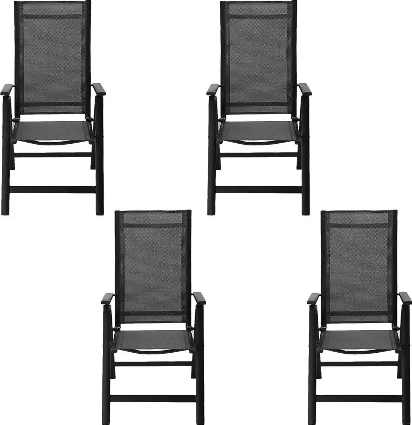 Set 4 ks hliníkových polohovacích kresiel Avenberg ISLA, čierna
