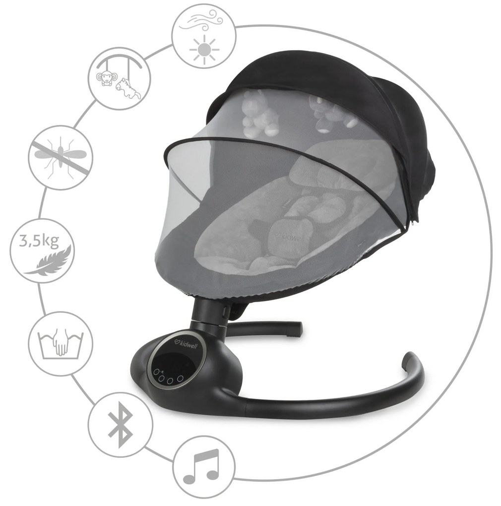 Elektrické hojdacie kreslo Kidwell REVE 2 v 1 s Bluetooth a aplikáciou Tuya