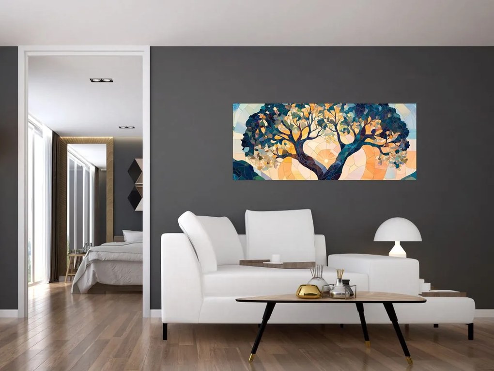 Obraz – Mozaika – slnko a strom II. (120x50 cm)