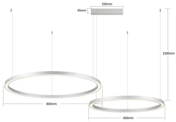 Brilagi - LED stmievateľný luster na lankách PORTOFINO LED/98W/230V strieborný + diaľkové ovládanie