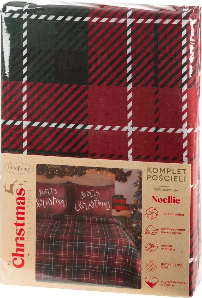 VIANOČNÉ RENFORCÉ OBLIEČKY NOELLIE 200X220 CM, 2 KS 70X80 CM VZOROVANÉ