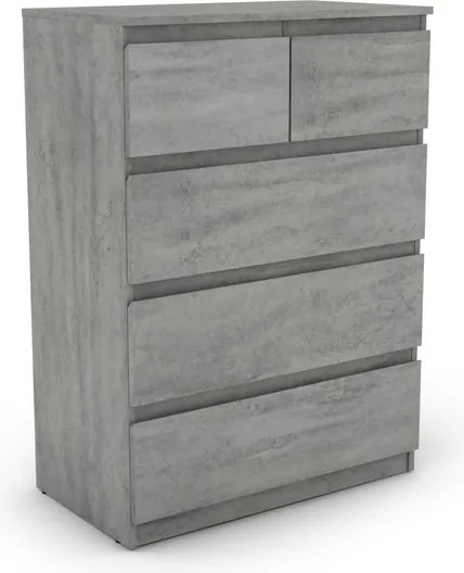 Komoda s 5 zásuvkami Carlos, šedý betón, 75 cm