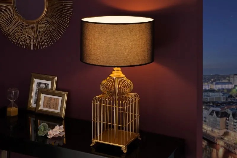 Zlatá stolová lampa Cage 68cm