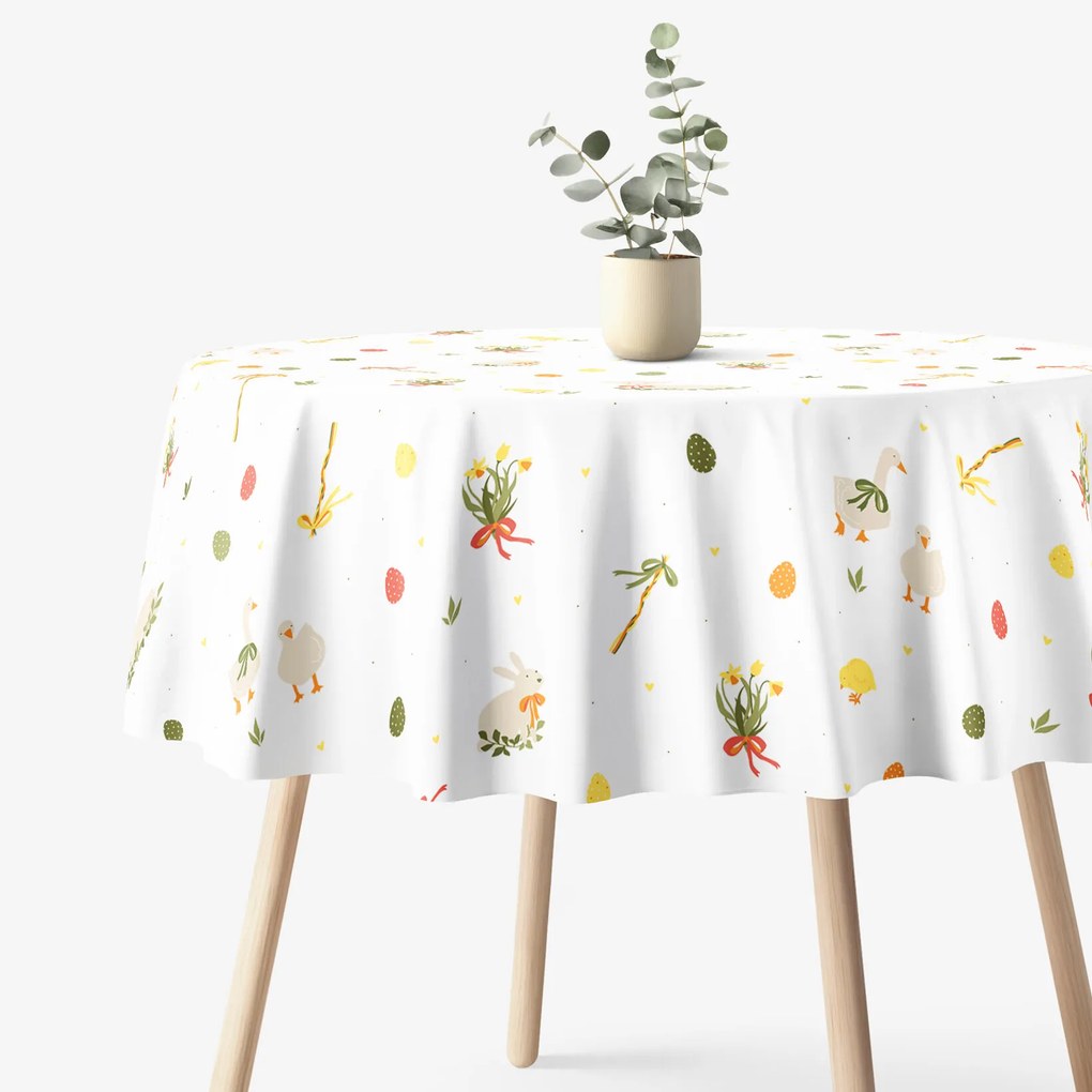 Goldea veľkonočný okrúhly obrus z pevnej bavlny - tradičná veľká noc Ø 110 cm