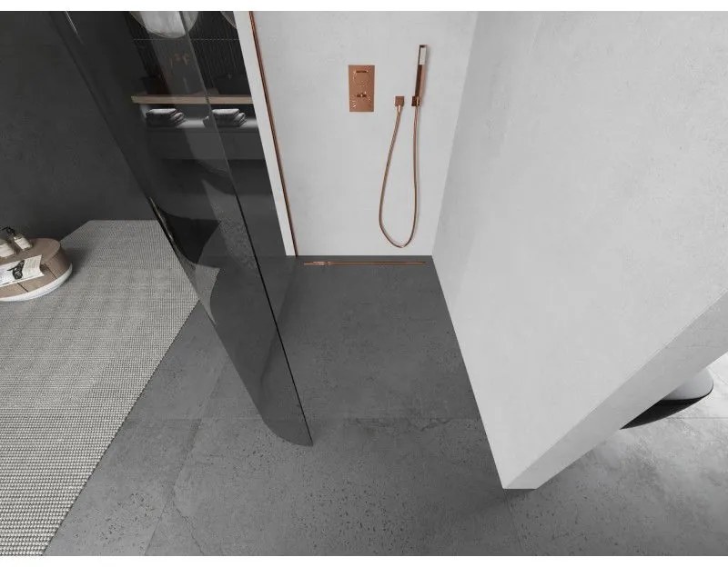 Mexen Kioto L, sprchová zástena Walk-In 110 x 200 cm, 8mm číre sklo, ružové zlato profil, 800-110-103-60-06