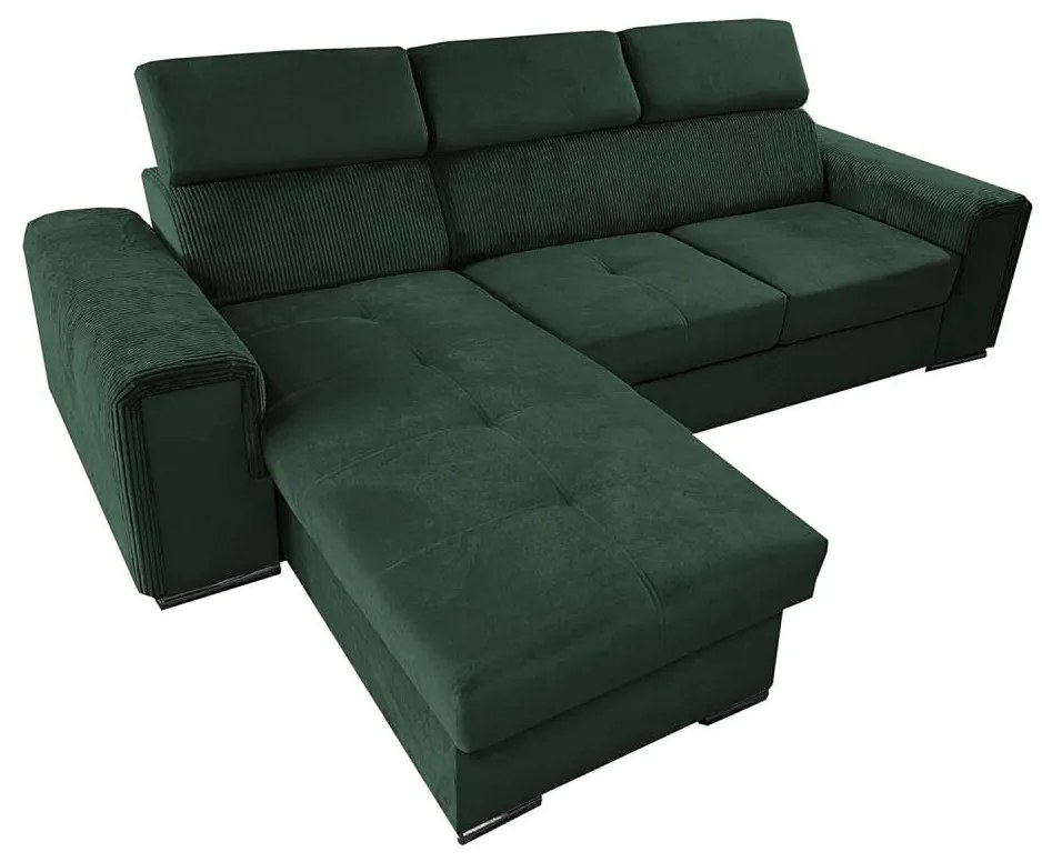Univerzálna rohová rozkladacia sedacia súprava do L s úložným priestorom SALVADA zelená