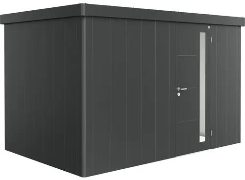 Plechový záhradný domček Biohort Neo 2D jednokrídlové dvere 338x226 cm tmavosivý metalický