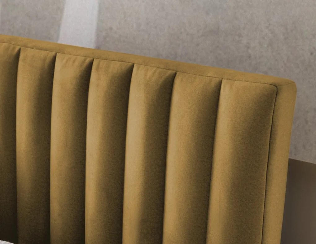 Posteľ Joy 160x200 cm, horčicovo žltá látka