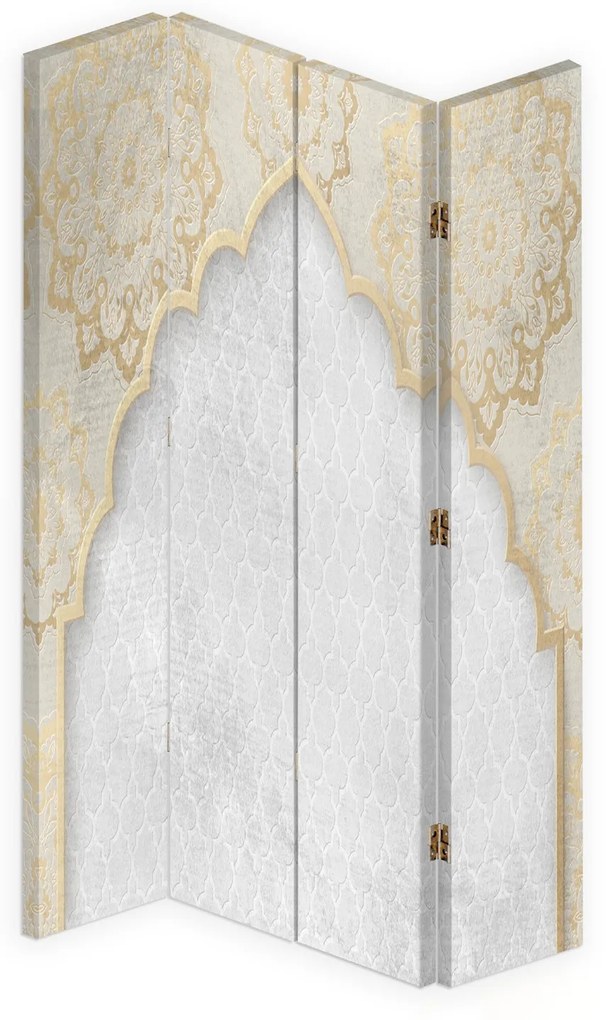 Gario Paraván Orientálny vzor v zlatej farbe Rozmery: 145 x 170 cm, Prevedenie: Otočný paraván 360°