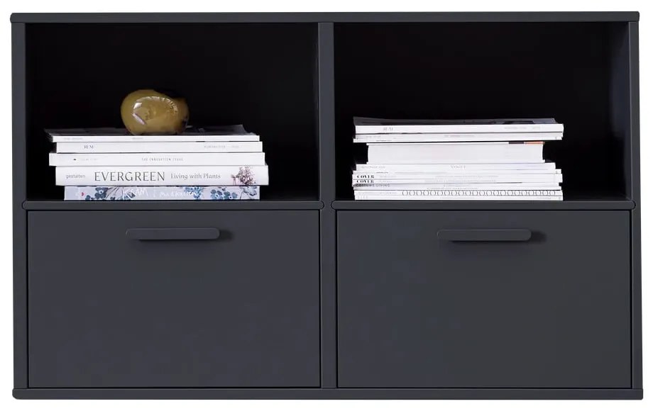 Čierna nástenná komoda s 2 dvierkami Keep by Hammel