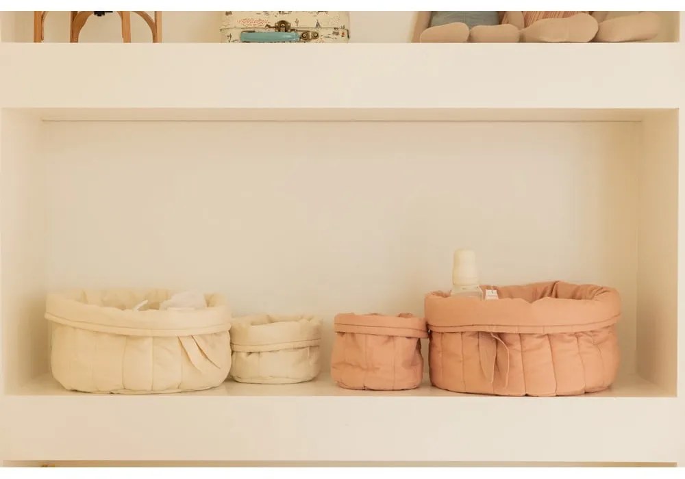 Krémové látkové detské úložné boxy v súprave 2 ks ø 30x20 cm Bambia Natural – Lorena Canals
