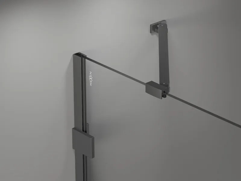 Mexen Lunar, ľavé otočné sprchové dvere 135 cm, 8mm číre sklo, grafitový profil, 834S-135-050-95-00-L