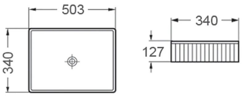 Mexen Grovo, ryhované umývadlo na dosku 50 × 34 cm, biela, 22305000