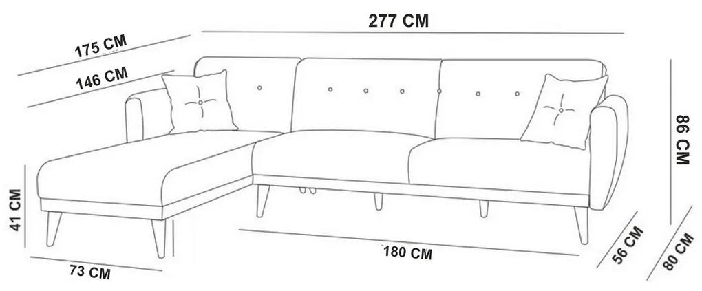 Dizajnová rozkladacia sedačka Gianetta 277 cm krémová