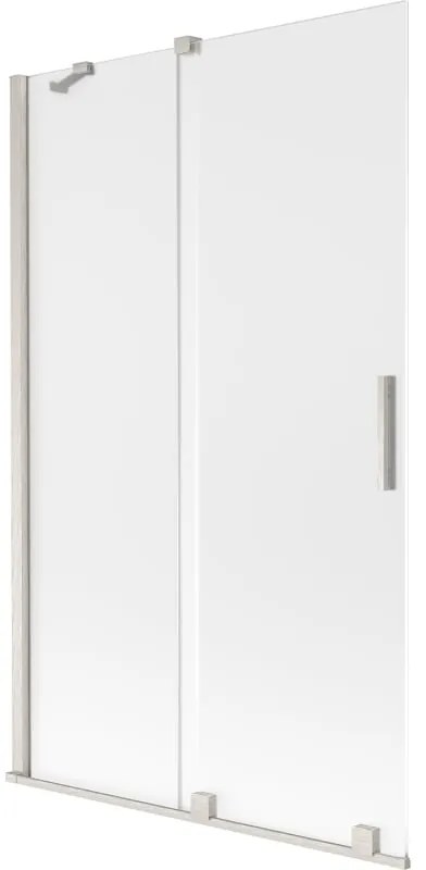 Mexen Velar, 2-krídlová posuvná vaňová zástena 110 x 150 cm, 8mm sklo námraza, brúsená oceľ, 896-110-000-31-97