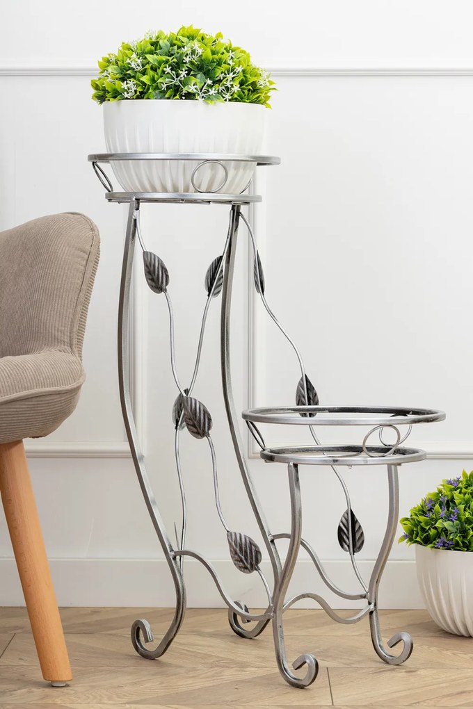 STOJAN NA KVETINÁČ JULYAN 70X50 CM STRIEBORNÁ